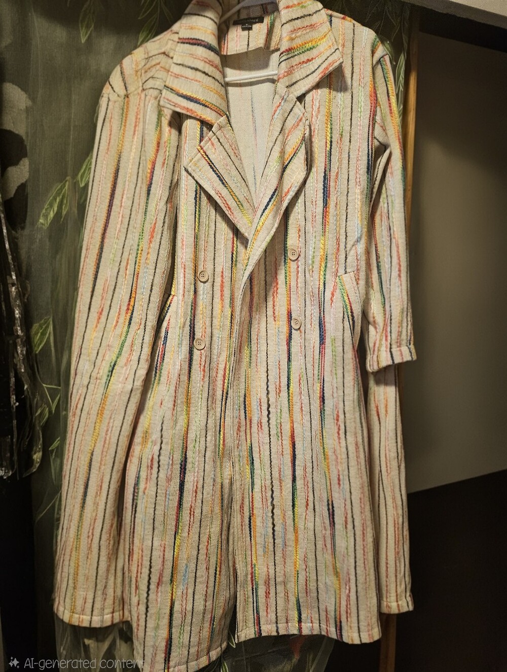 Striped Multicolor Lightweight Trench Coat - Women